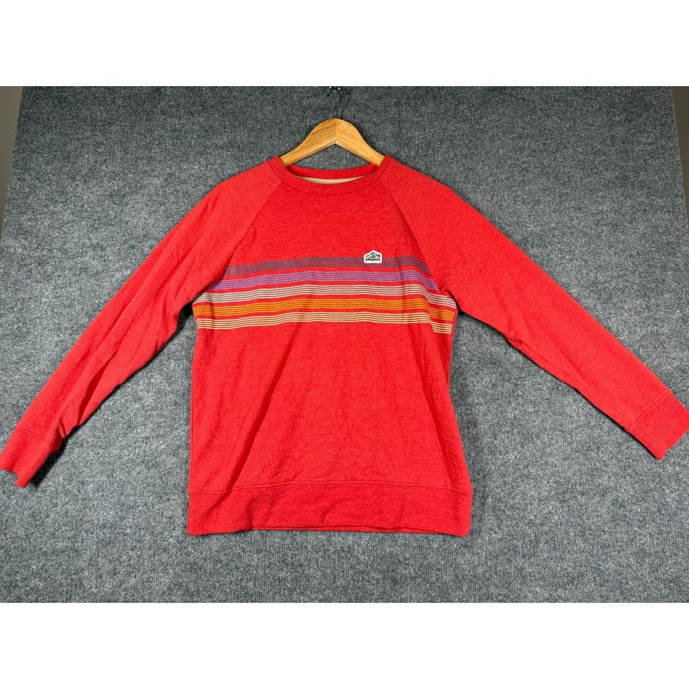 Patagonia Sweatshirt Womens XL Red Horizontal Stripe Fleece Lined Organic Cotton